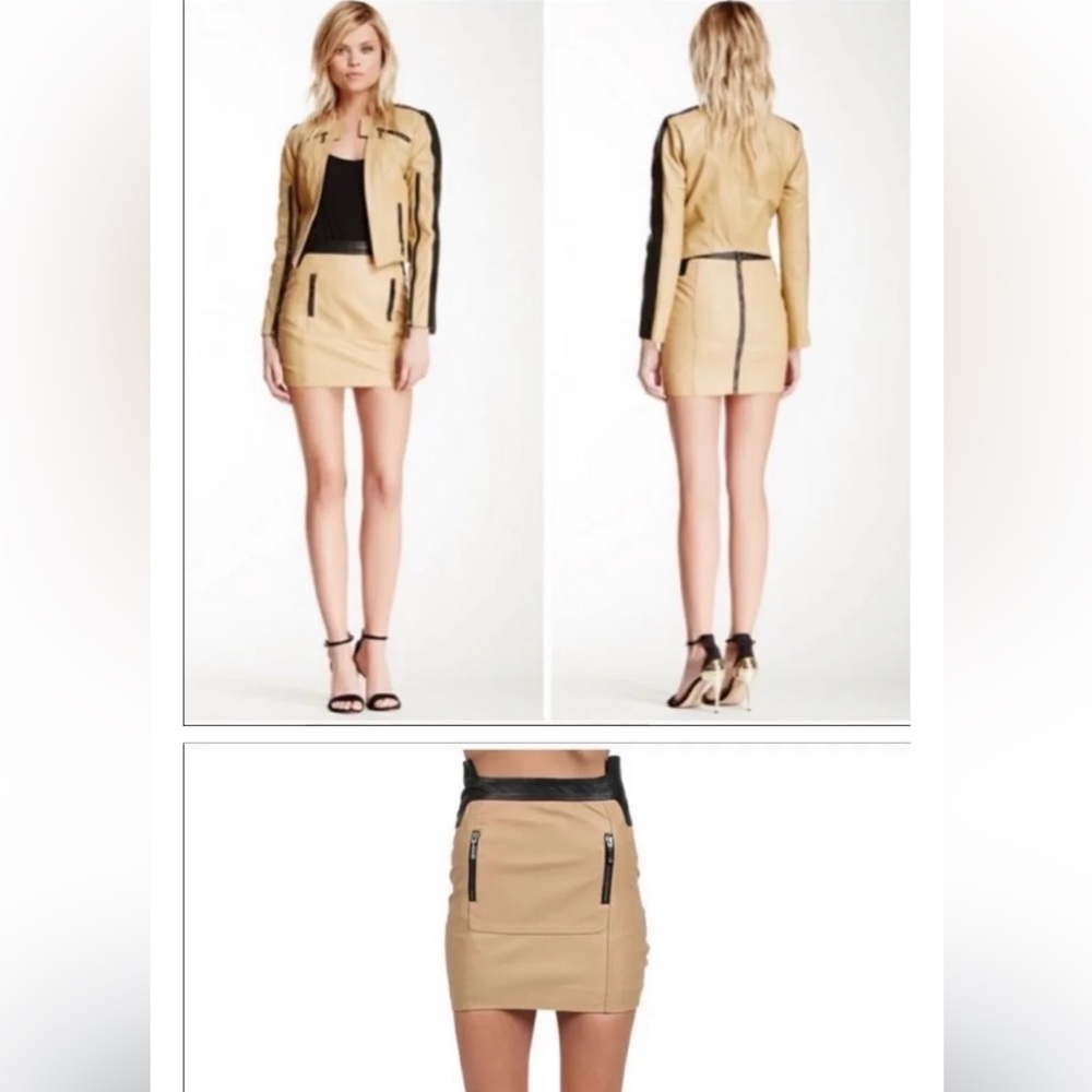 stella & Jamie tan leather skirt